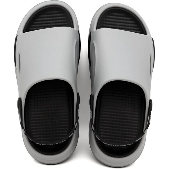 👑Men\'s Slippers Slide Sandals Gray with Back Strap Open Toe Ultra Comfy Shoes
